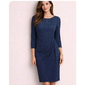 Cordier Italy Dress Med Classic Side belt faux Wrap Midi Vintage Micro print